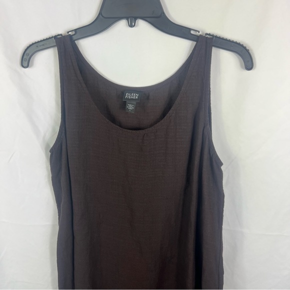 Eileen Fisher Brown Linen Blend Sleeveless Maxi Dress - Picture 4 of 7